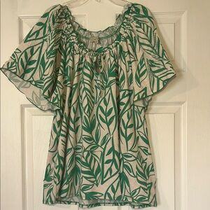 Chenault Green Leaf Print Blouse